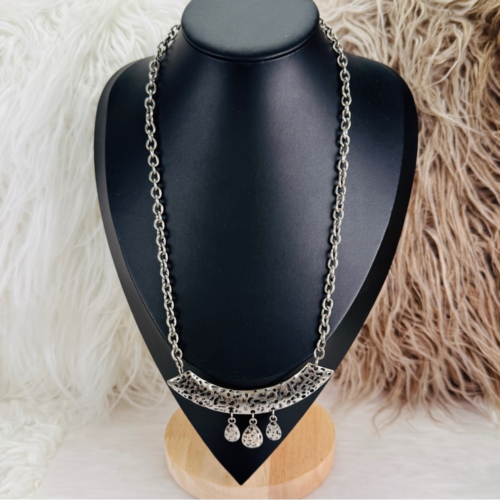 Vintage Silvertone southwestern style hammered Statement Choker Necklace - Picture 5 of 6